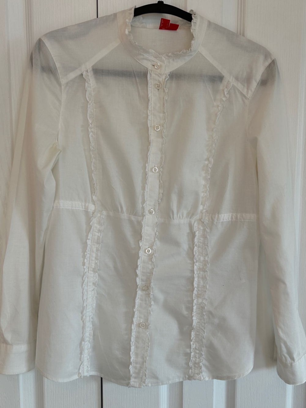 Vintage Esprit 100% Cotton Victorian Ruffle Blouse S White EUC